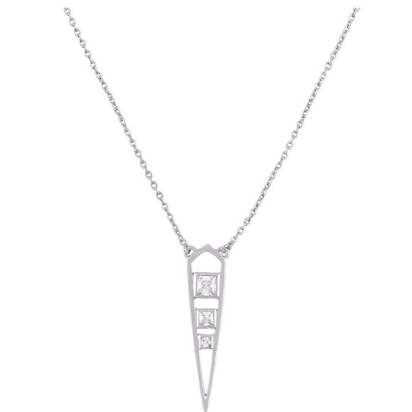 Elegant Silver Bowie Necklace with Geometric Pendant - Picture 1 of 7